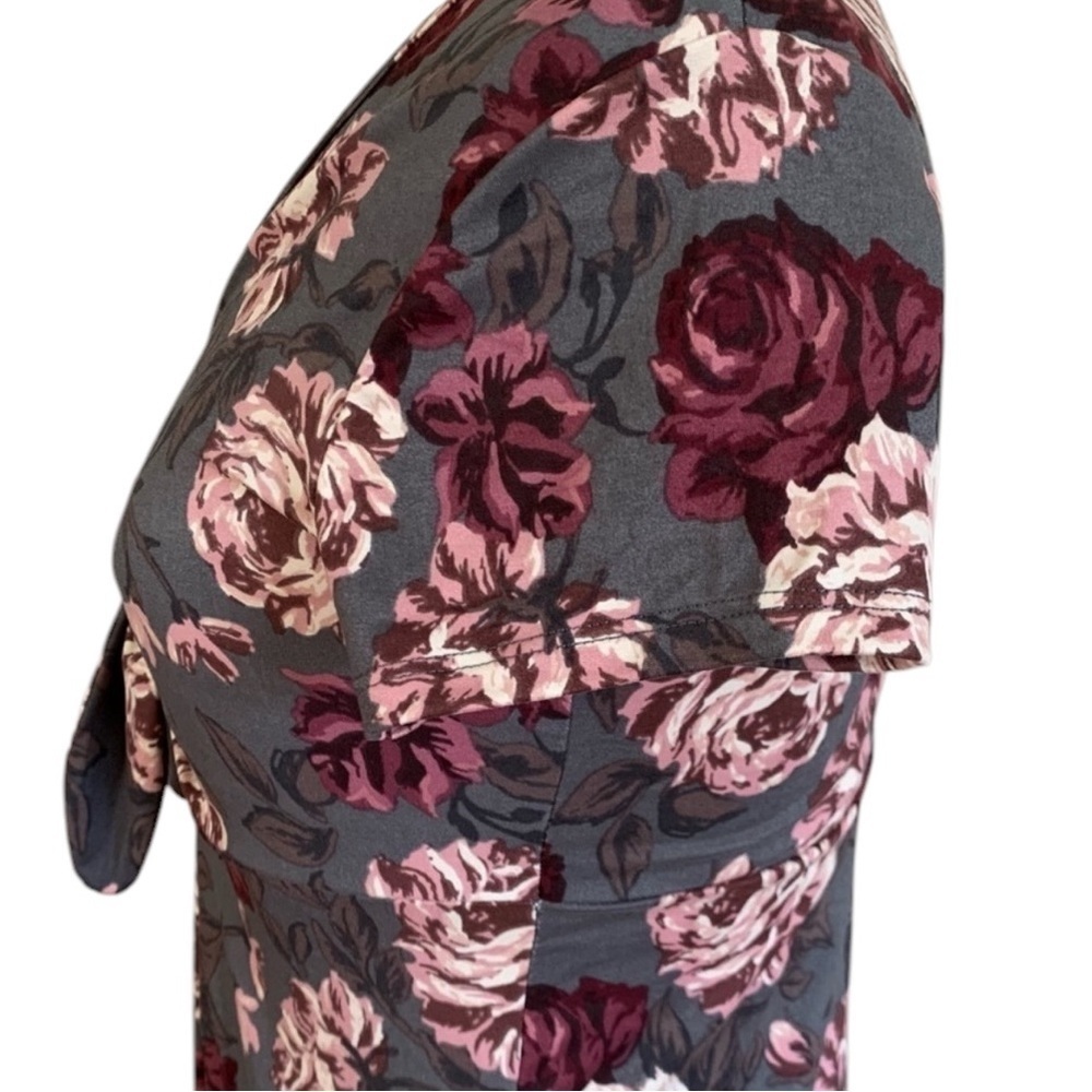 REBEL SUGAR Medium Floral Gray Burgundy short sleeve dress - Picture 11 of 16